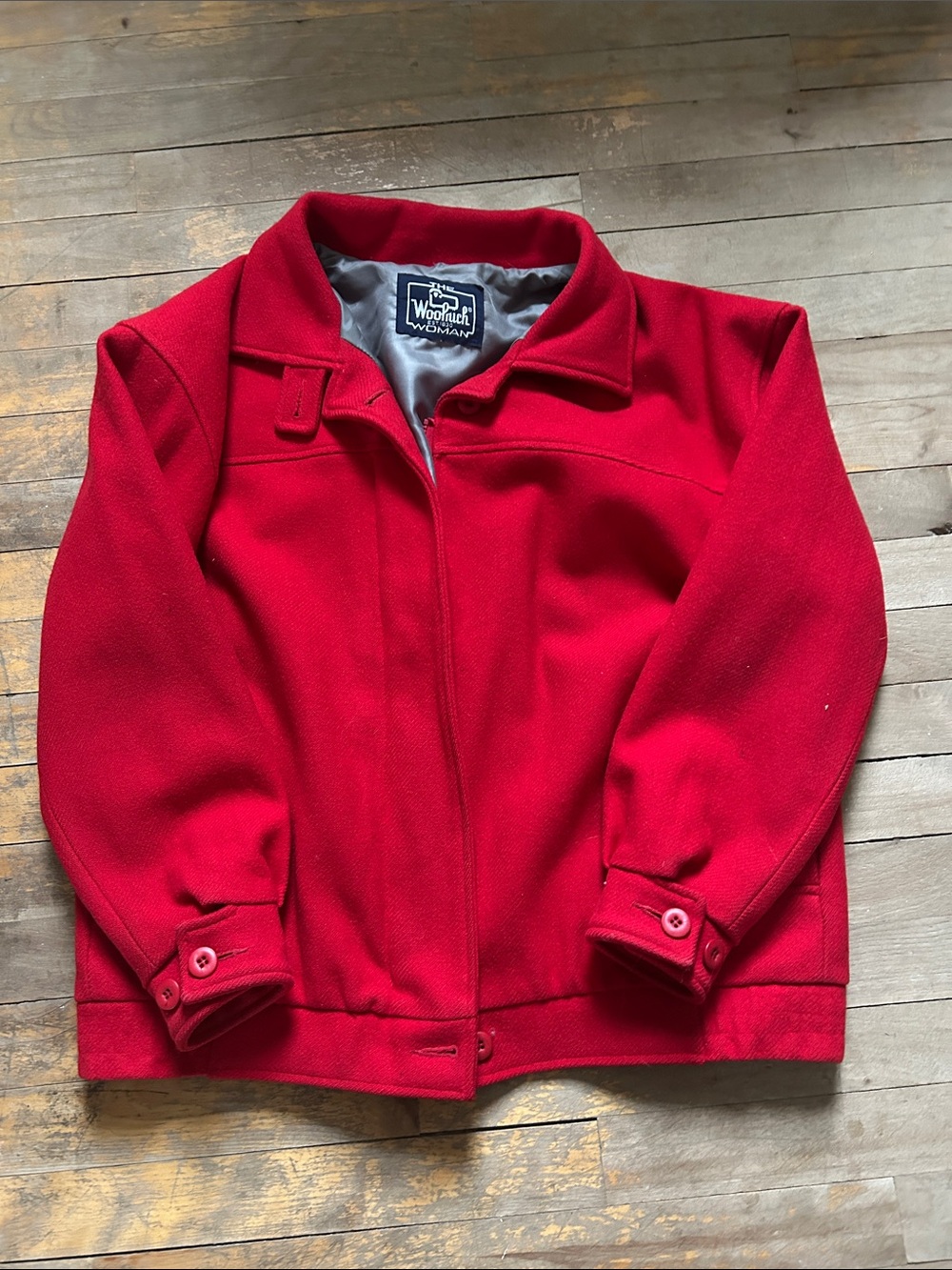 Woolrich Red Wool Blend Bomber Jacket